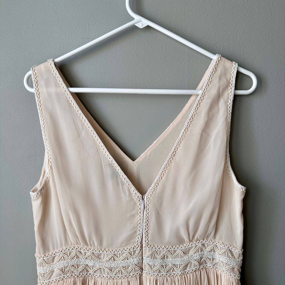 Massimo Dutti Midi Dress 6 Pink Beads Pleated Boho Romantic Dainty Fairy Ballet - Picture 9 of 12